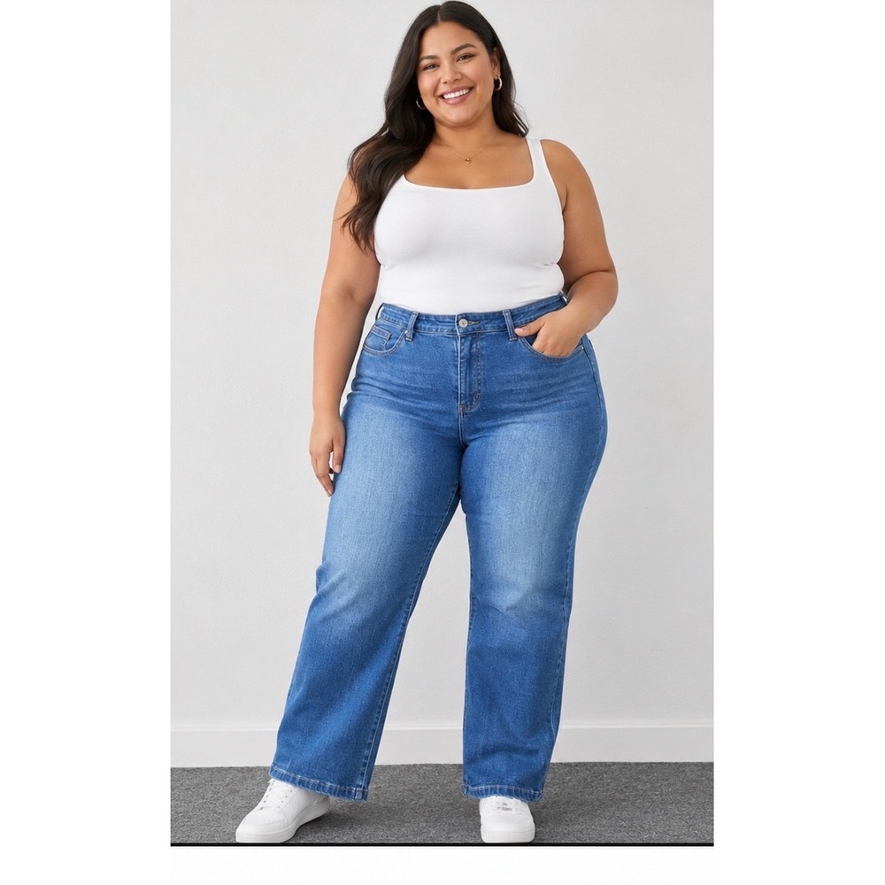 Soft Surroundings Jeans Womens 16P Blue High Rise Straight‎ Leg Cropped Stretch